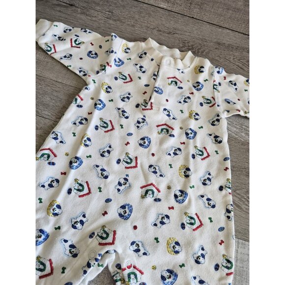 Vintage Sears Good News Romper Sleeper 3-6 Mo Blue Red Puppies Design 1980s - Picture 2 of 7